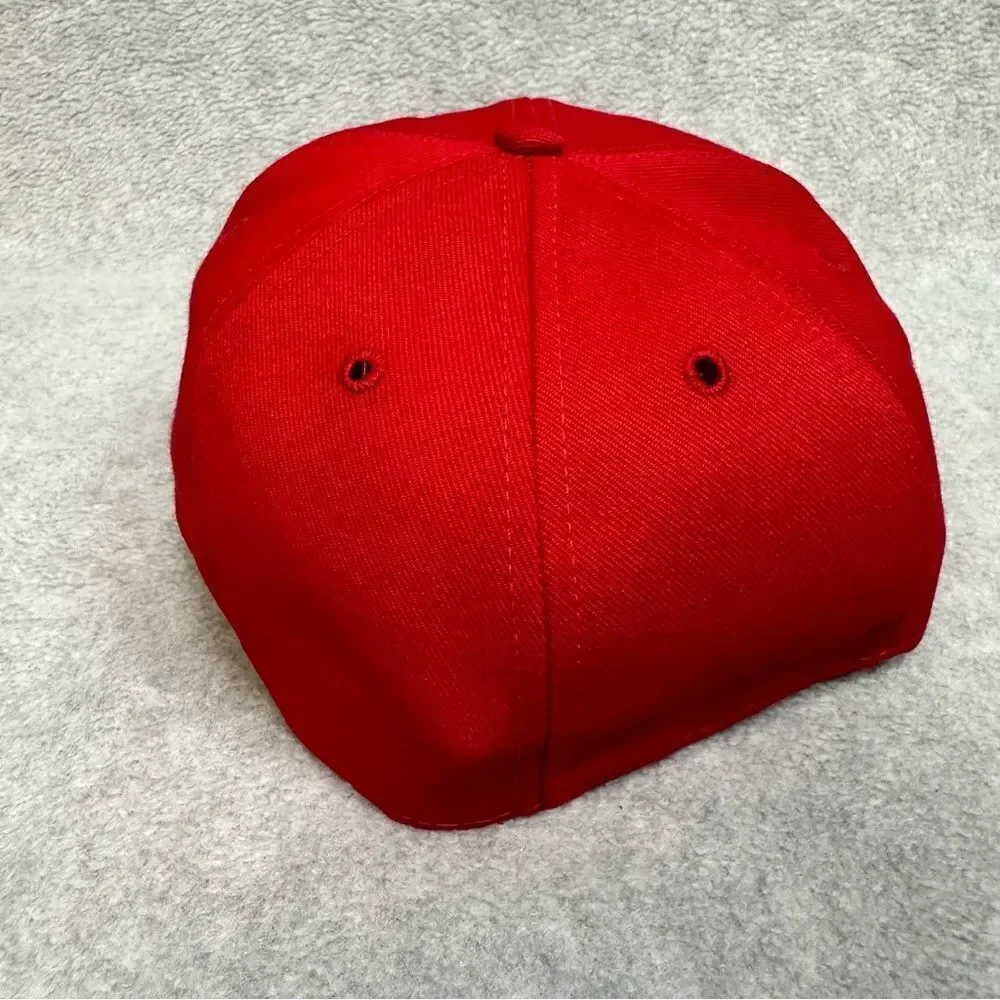 Vintage Pro Line Fitted Hat Adult 7-1/8 Red Front T Logo Embroidered USA Made‎